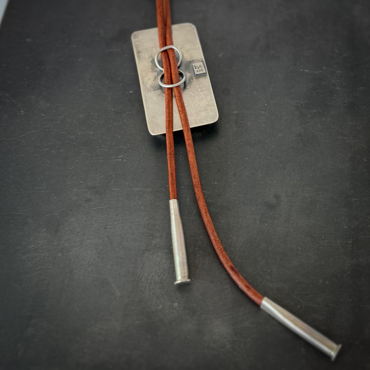 Sterling Silver Saguaro Bolo Tie with White Buffalo Turquoise and Hand-Stamped Desert Sky