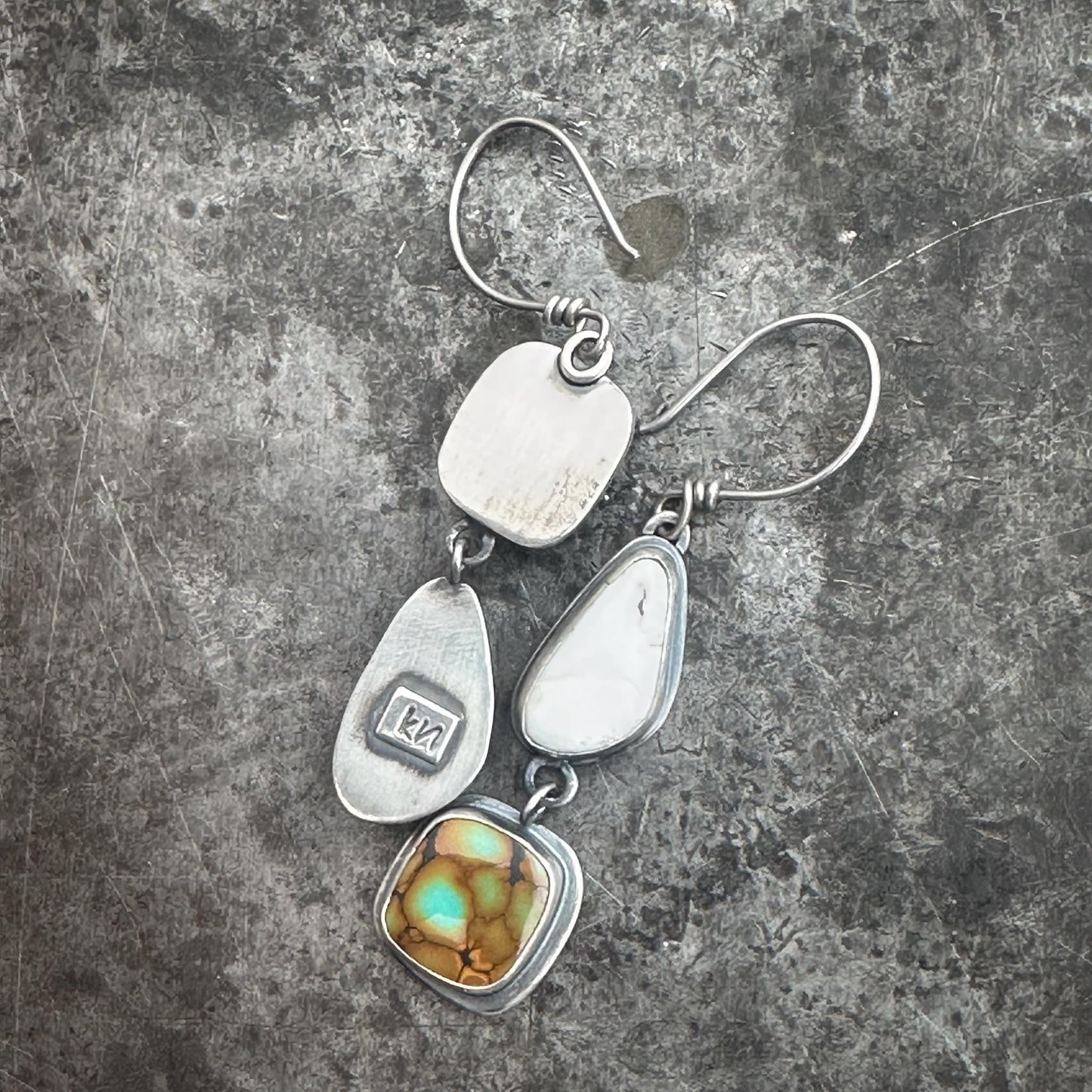 Hubei Cloud Mountain Turquoise + White Buffalo Dangle Earrings | Sterling Silver Statement Pair | Force Earrings