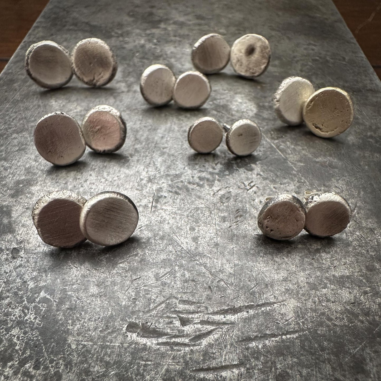 Recycled Sterling Silver Minimalist Studs | River Pebble Stud Earrings | Everyday Jewelry