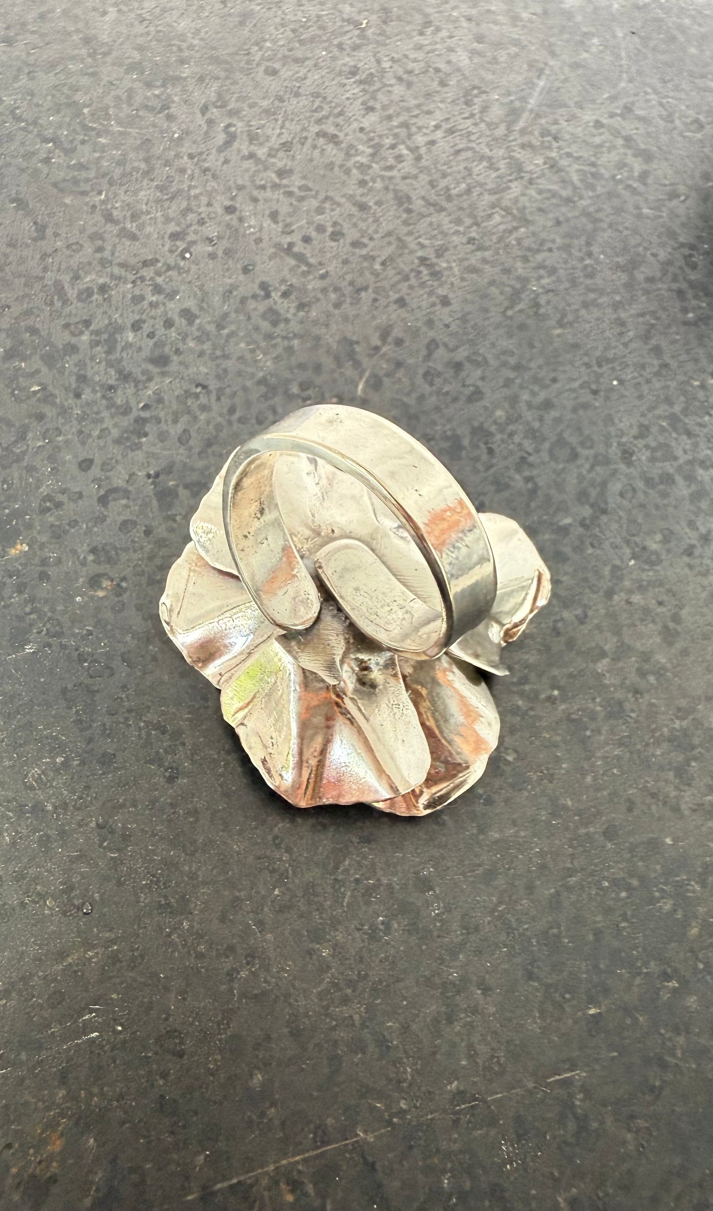 Sterling Silver Poppy Ring | Hand-Fabricated Botanical Statement Jewelry | Made to Order Ring