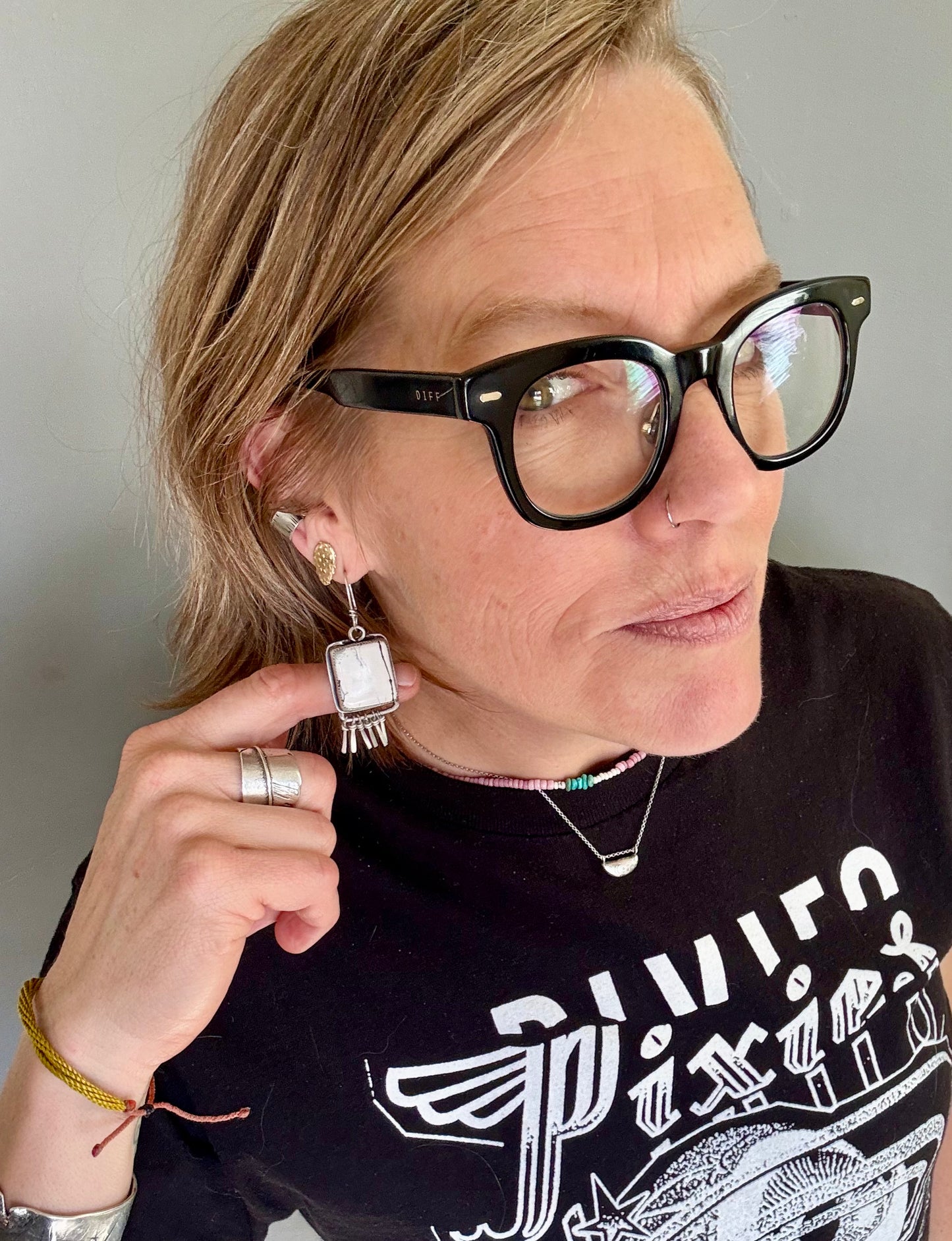 White Buffalo Turquoise| Sterling Silver Fringe Earrings