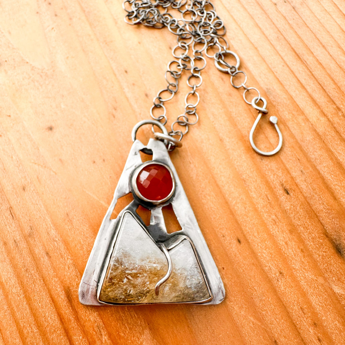 Sunlit Mountainscape Necklace - Citrine & Carnelian