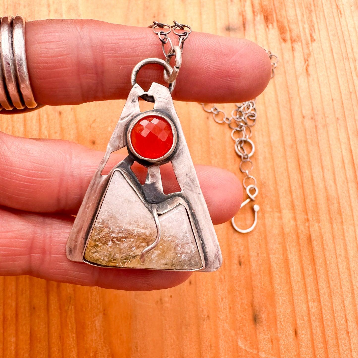 Sunlit Mountainscape Necklace - Citrine & Carnelian