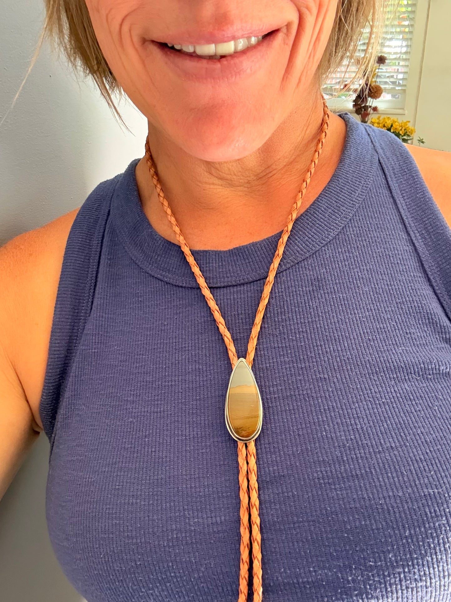 Desert Landscape Picture Jasper Bolo Tie
