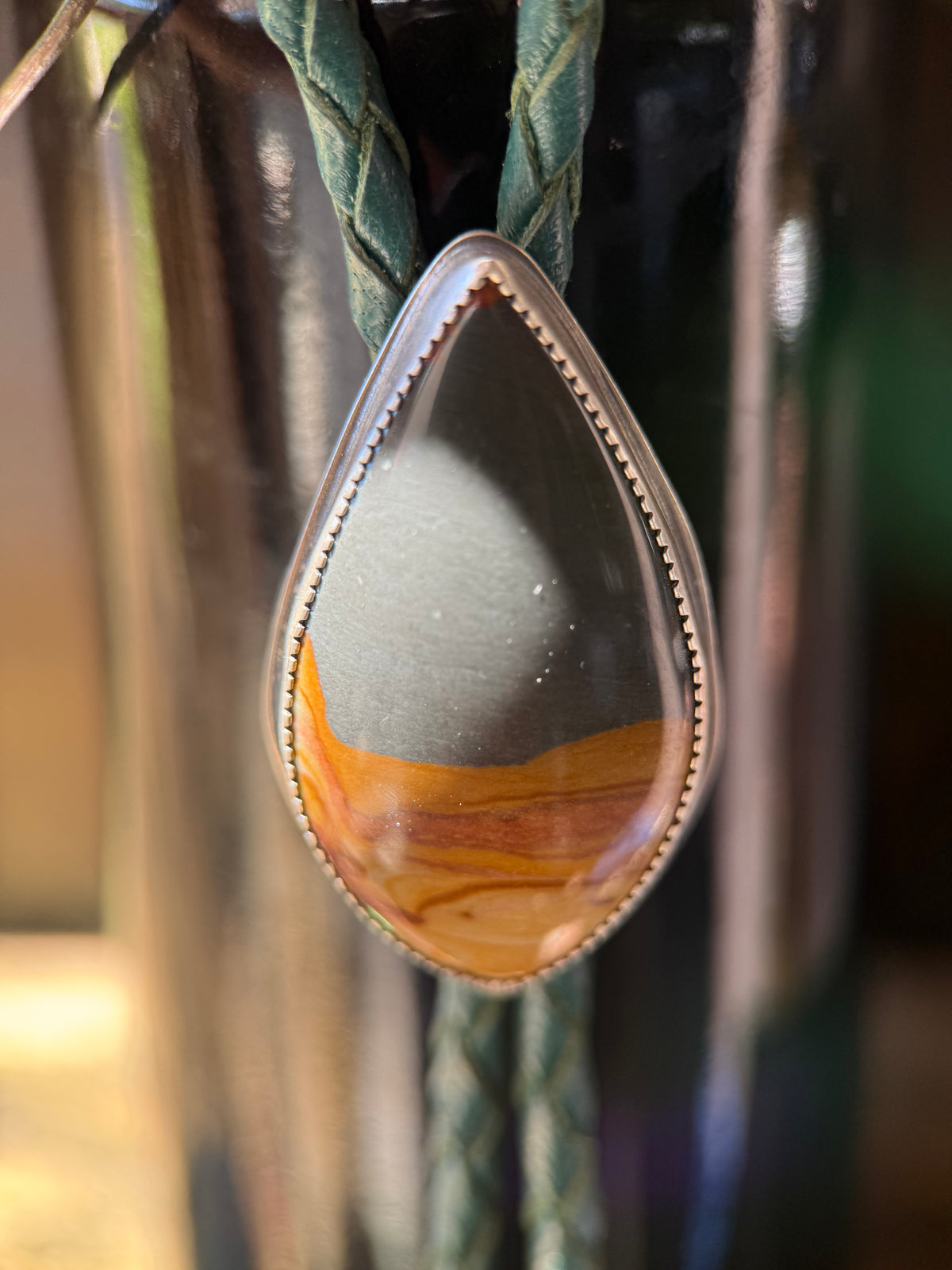 Red Desert Picture Jasper Sterling Silver Bolo Tie