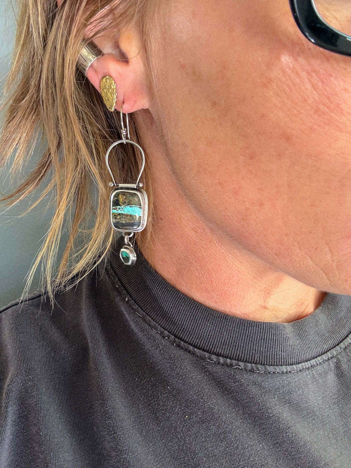 Black Jack Turquoise Statement Earrings | Sterling Silver