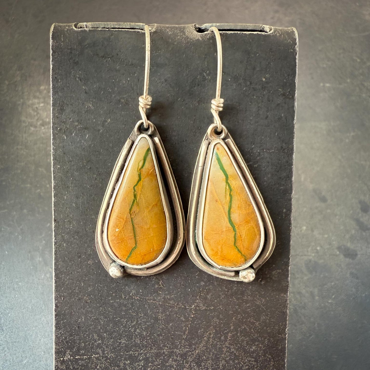 Royston Ribbon Turquoise Earrings |Teardrop Silver Dangles