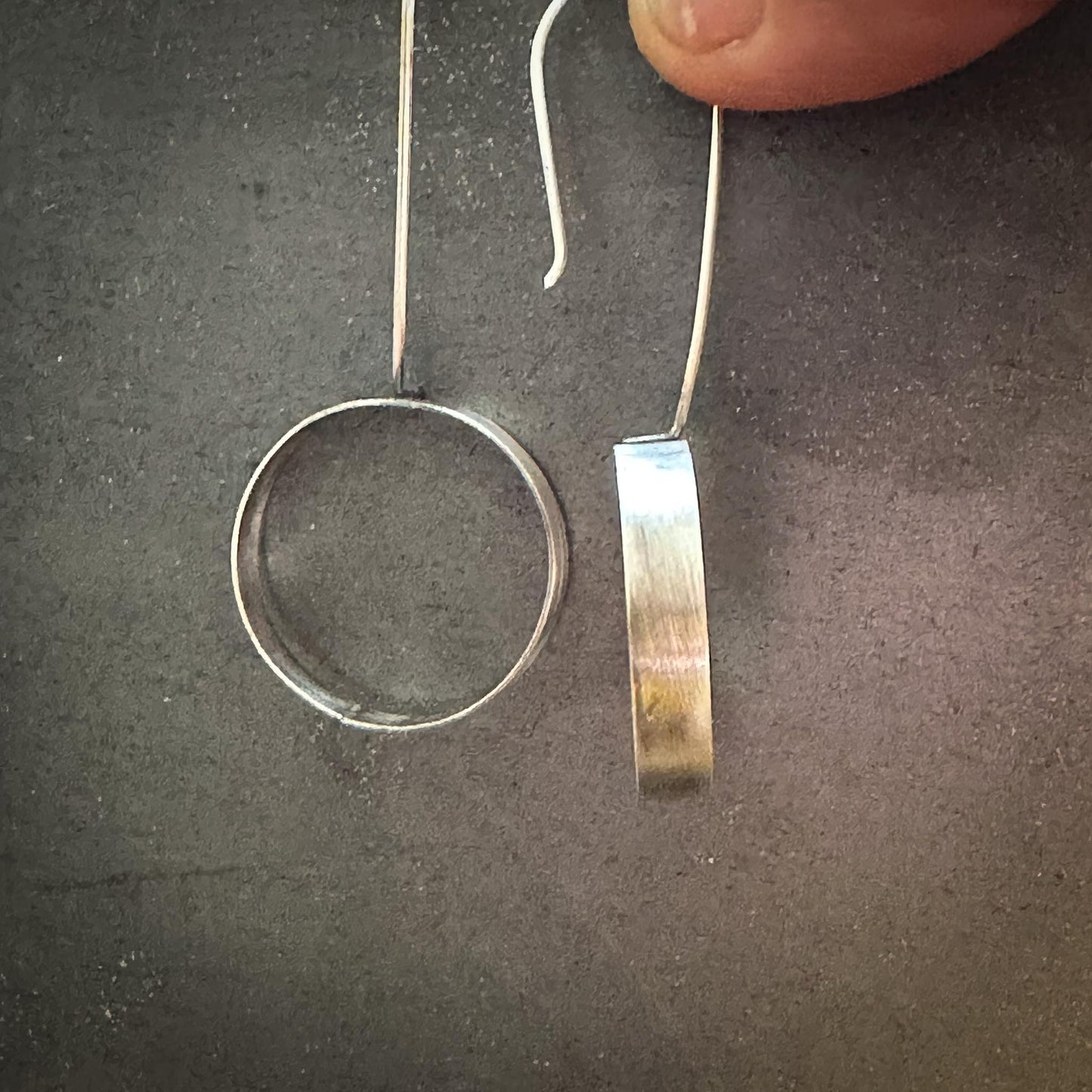 Sterling Silver Hoop Earrings | Forward-Facing Lightweight Rectangle Wire Hoops | Hand-Fabricated