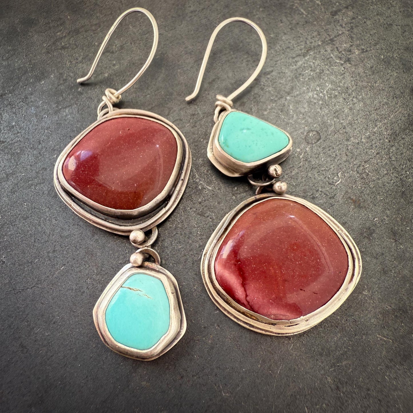 Jasper and Turquoise Artisan Earrings