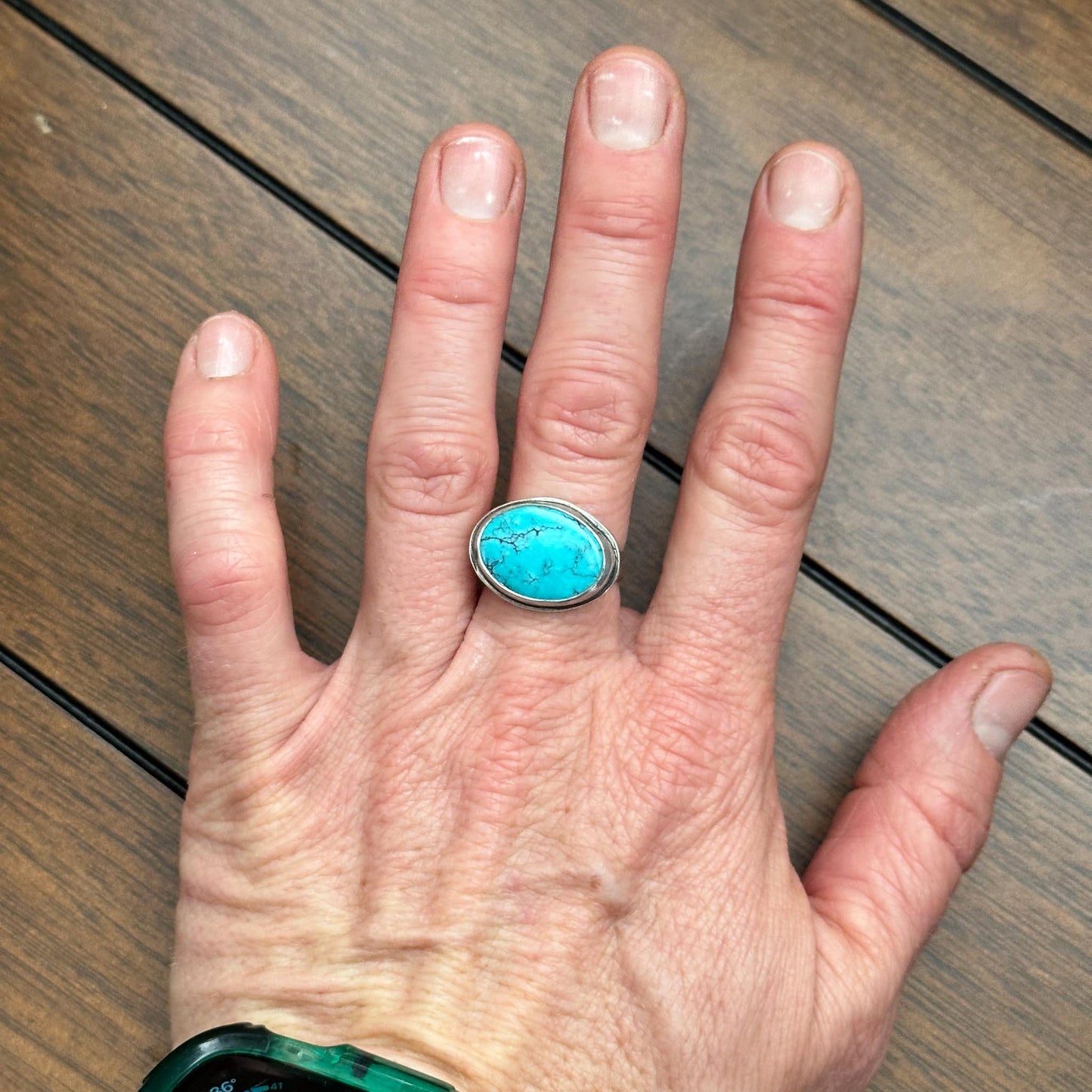 Minimalist Turquoise Oval Ring