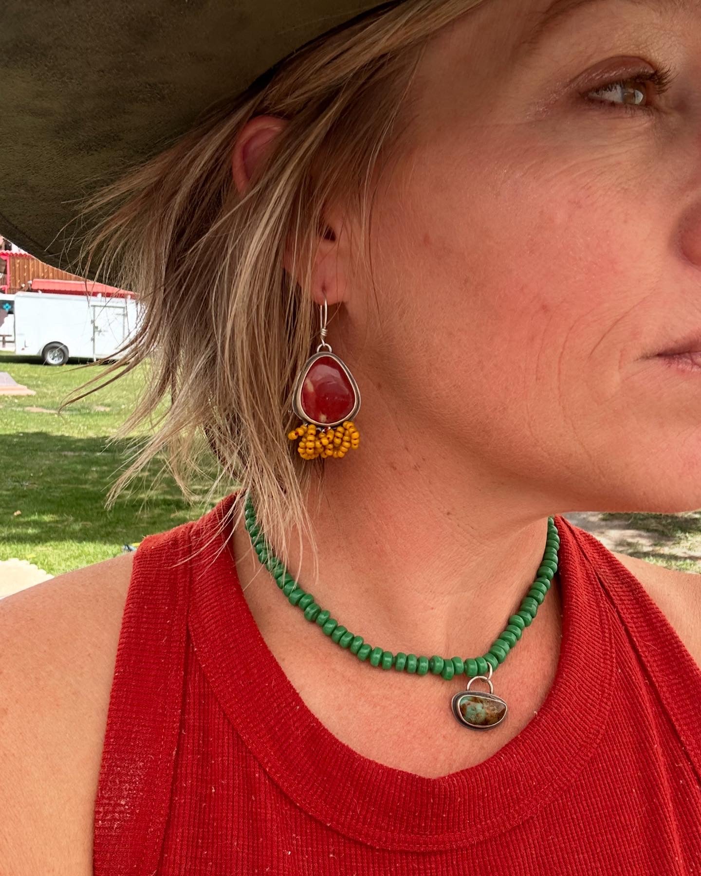 Fiery Mookite Japer Earrings