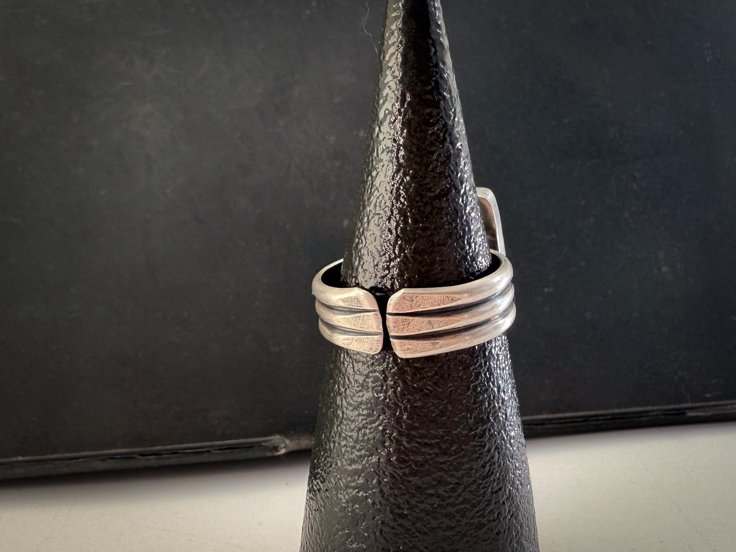 White Buffalo Turquoise Ring | Square Sterling Silver Adjustable Band
