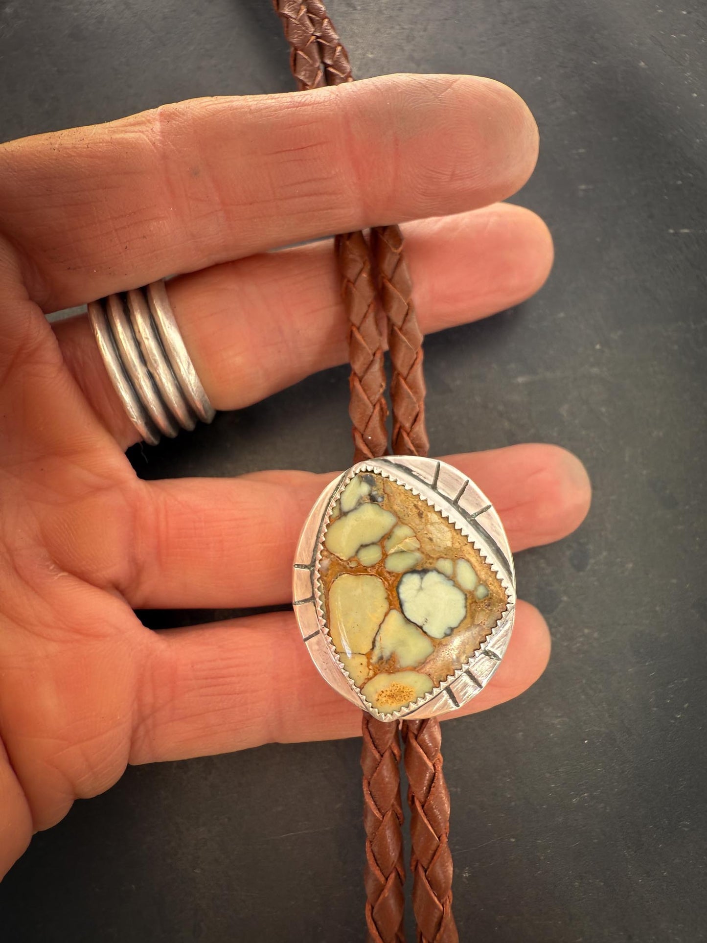 7 Dwarfs Variscite Bolo Tie | Tortoise-Shell Variscite & Sterling Silver | Handmade in Durango