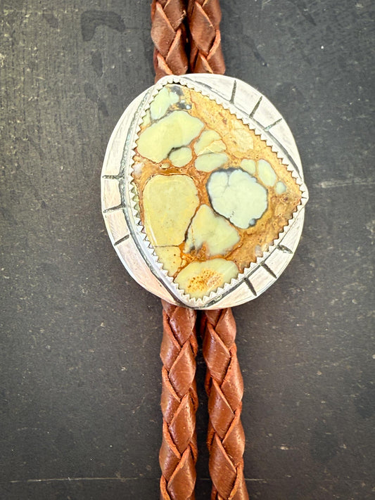 7 Dwarfs Variscite Bolo Tie | Tortoise-Shell Variscite & Sterling Silver | Handmade in Durango