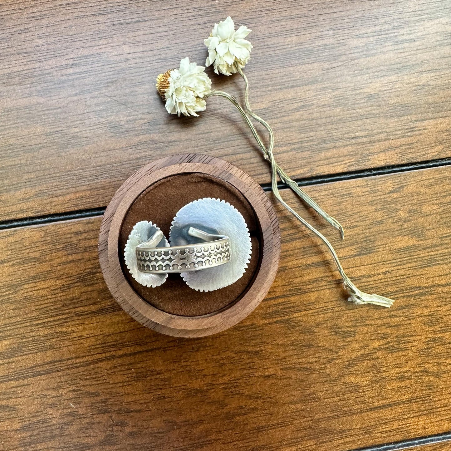 Dendritic Quartz and Amber Ring