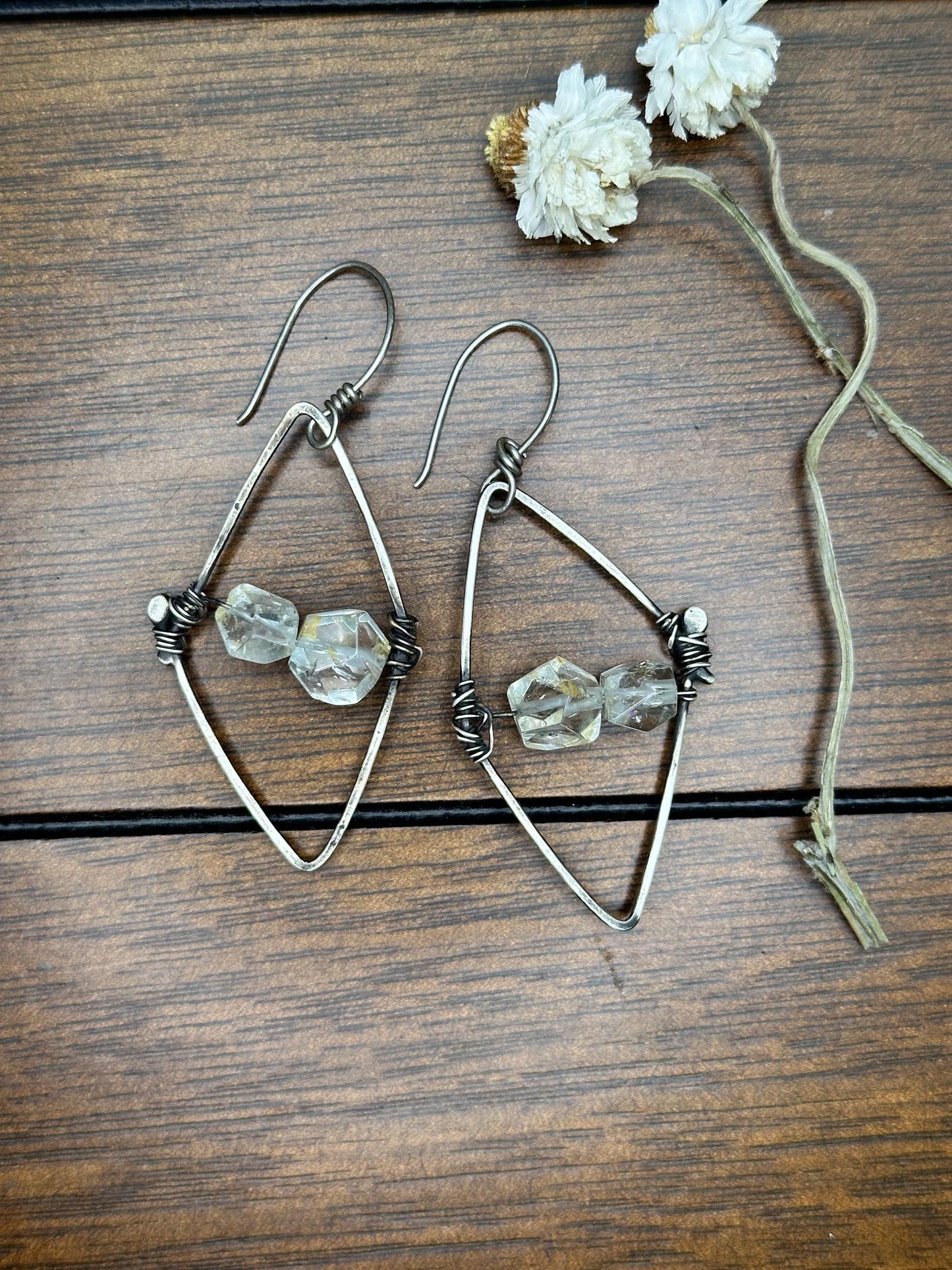 Abstract Herkimer Diamond Earrings