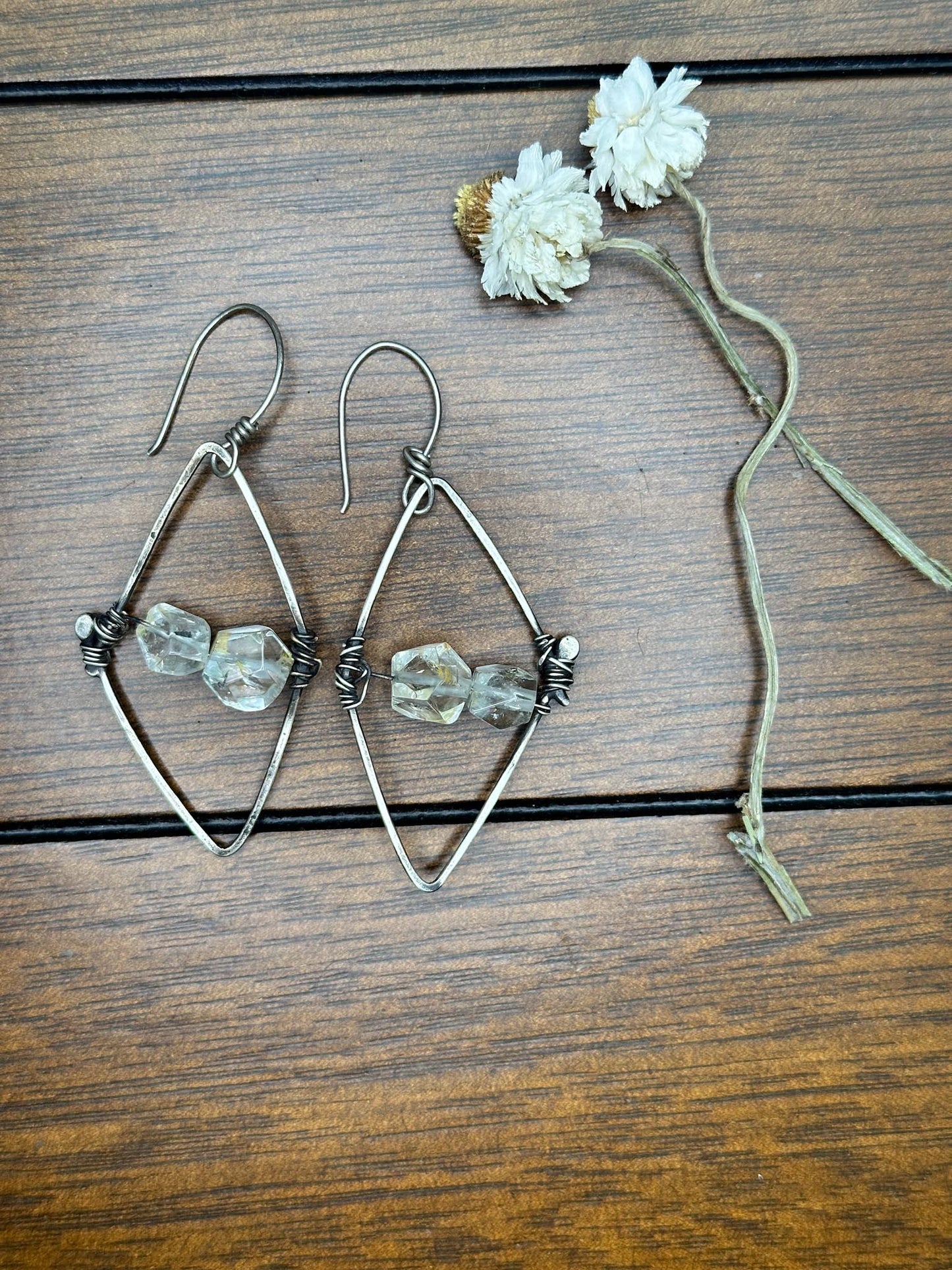 Abstract Herkimer Diamond Earrings