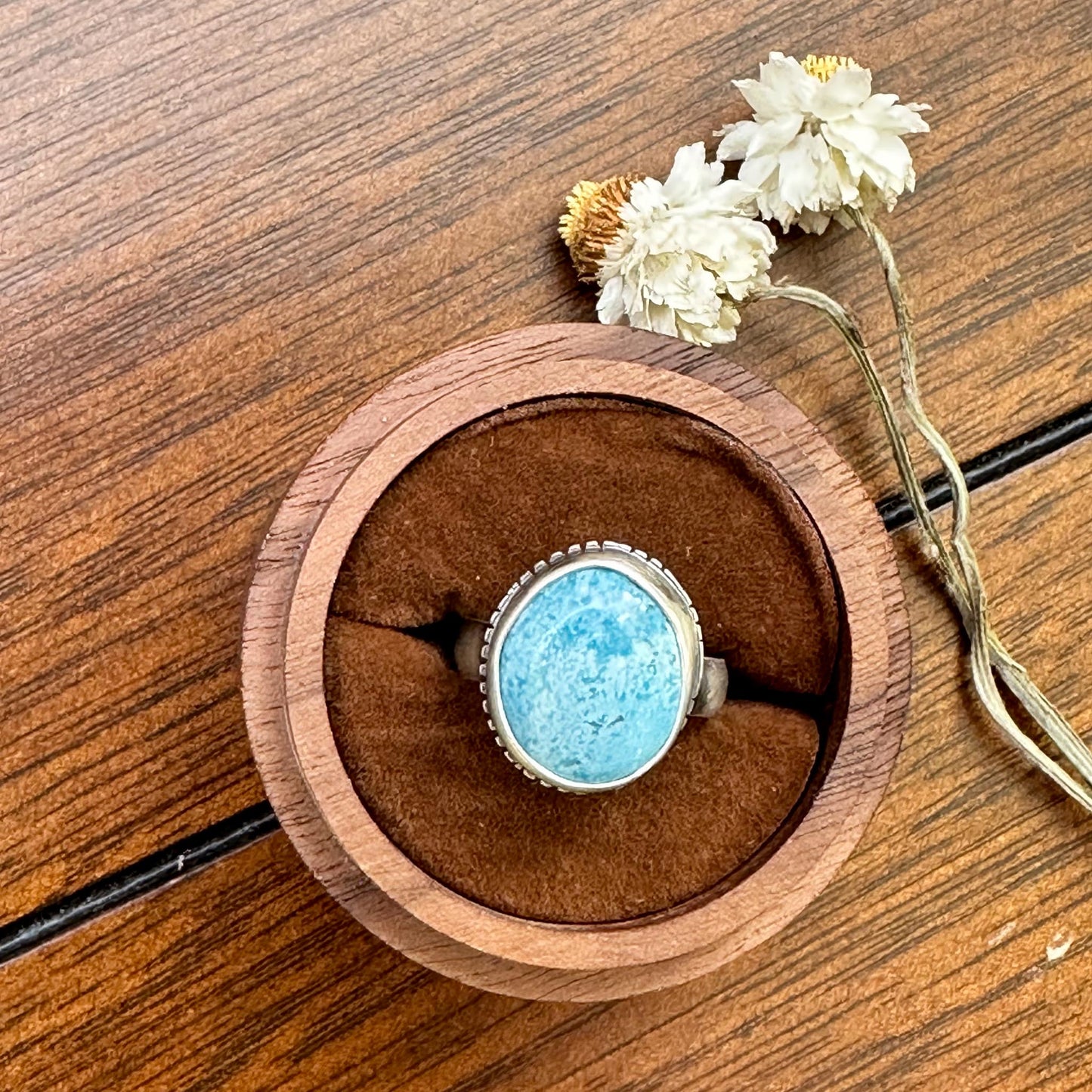 Golden Hill Mine Turquoise Silver Minimalist Ring