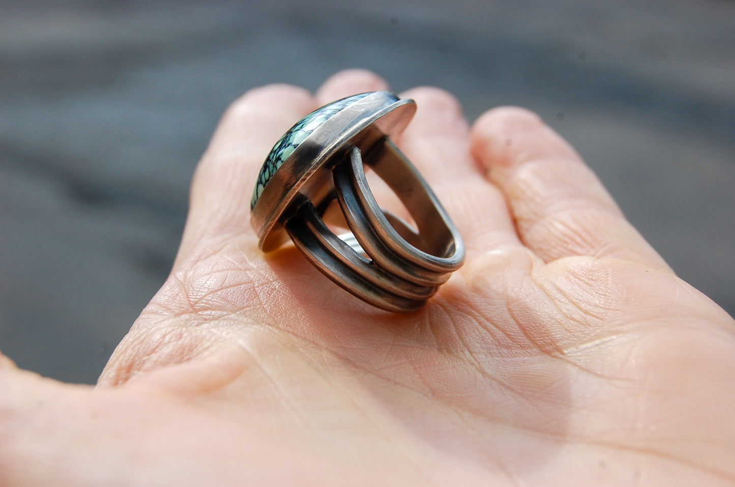 Celestial Angel Wing Variscite Statement Ring