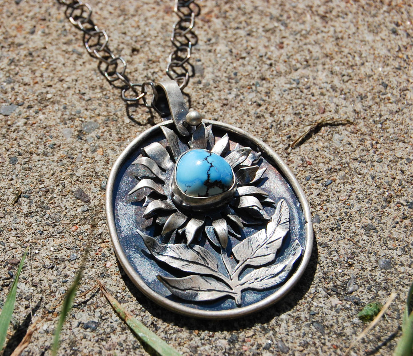 Gold Hill Mine Turquoise Sunflower