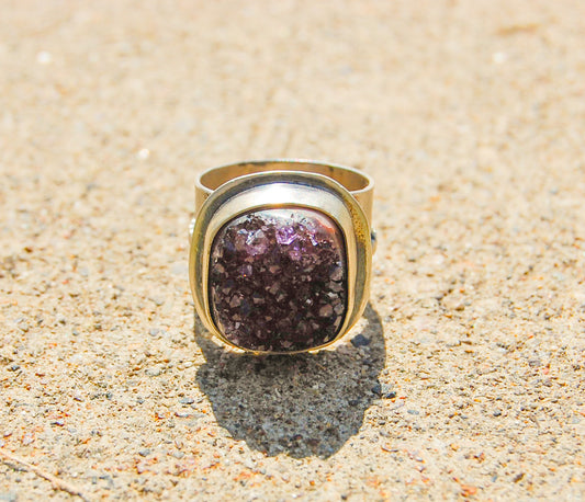 Purple Amethyst Druzy Ring