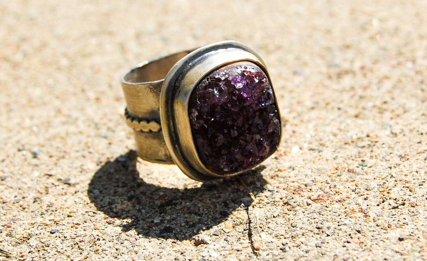 Purple Amethyst Druzy Ring