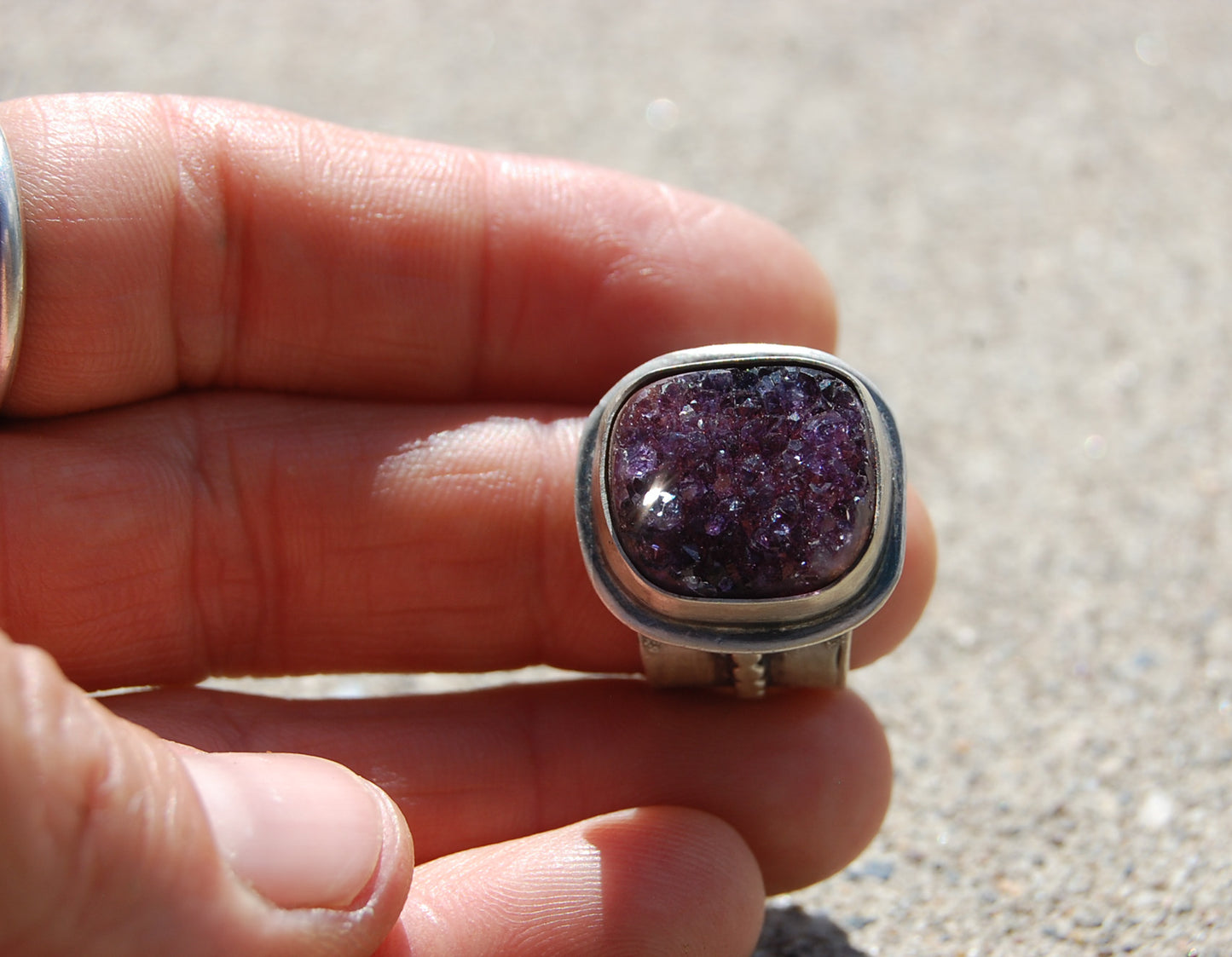 Purple Amethyst Druzy Ring