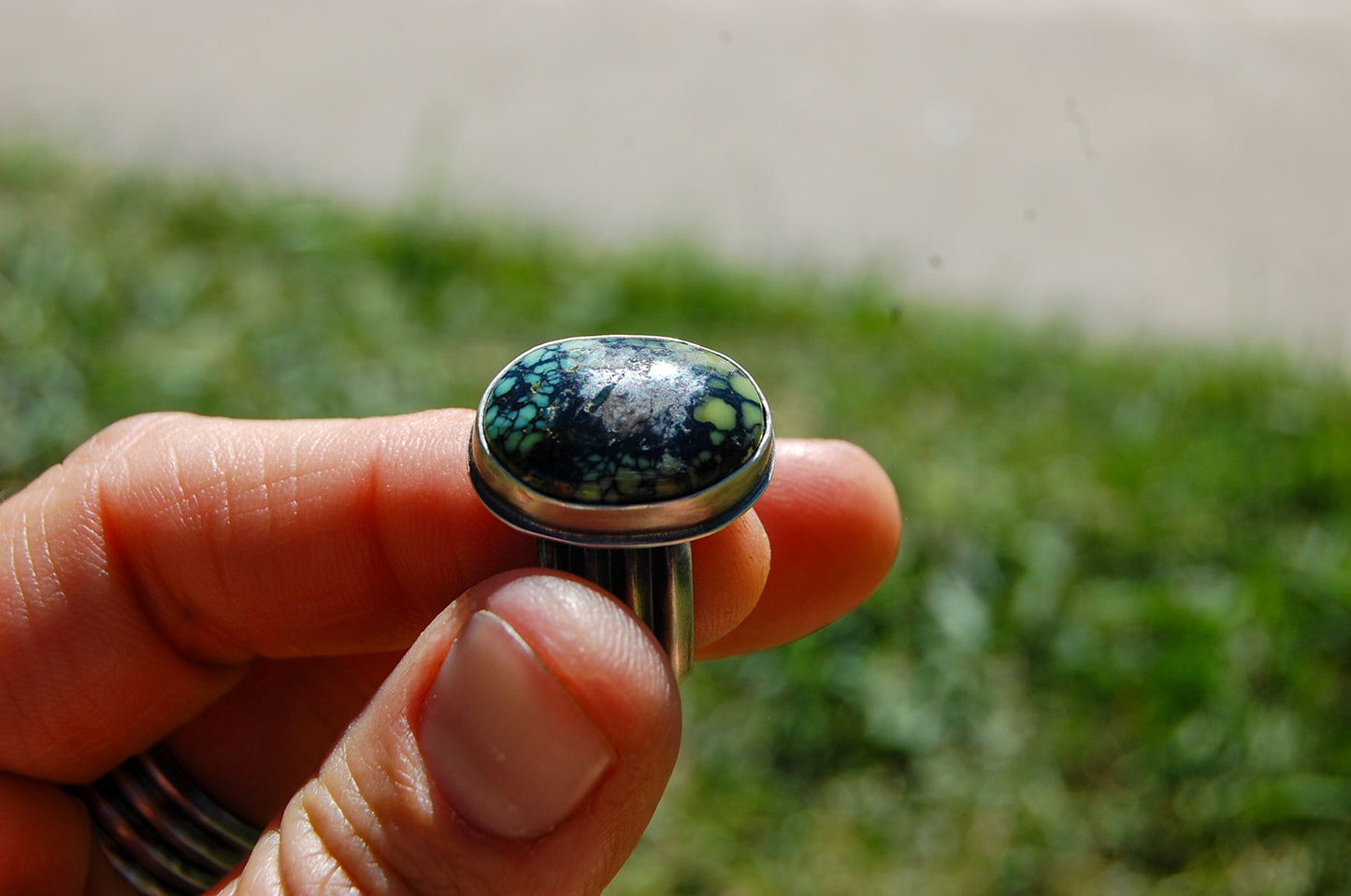 Shadowstone Treefrog Variscite Adjustable Ring