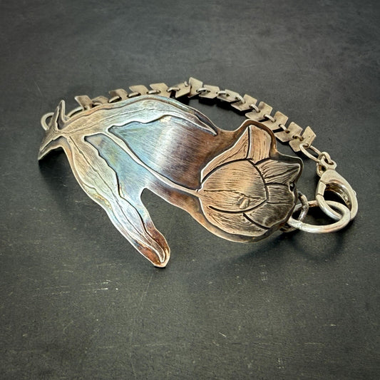 Bold Botanical Silver Statement Cuff | Tulip Globosa Flora Arma Bracelet