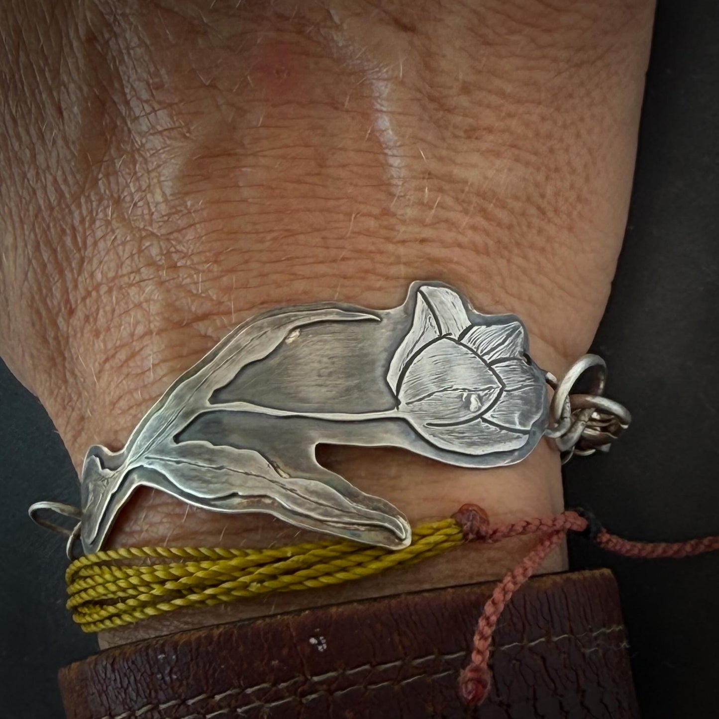 Bold Botanical Silver Statement Cuff | Tulip Globosa Flora Arma Bracelet