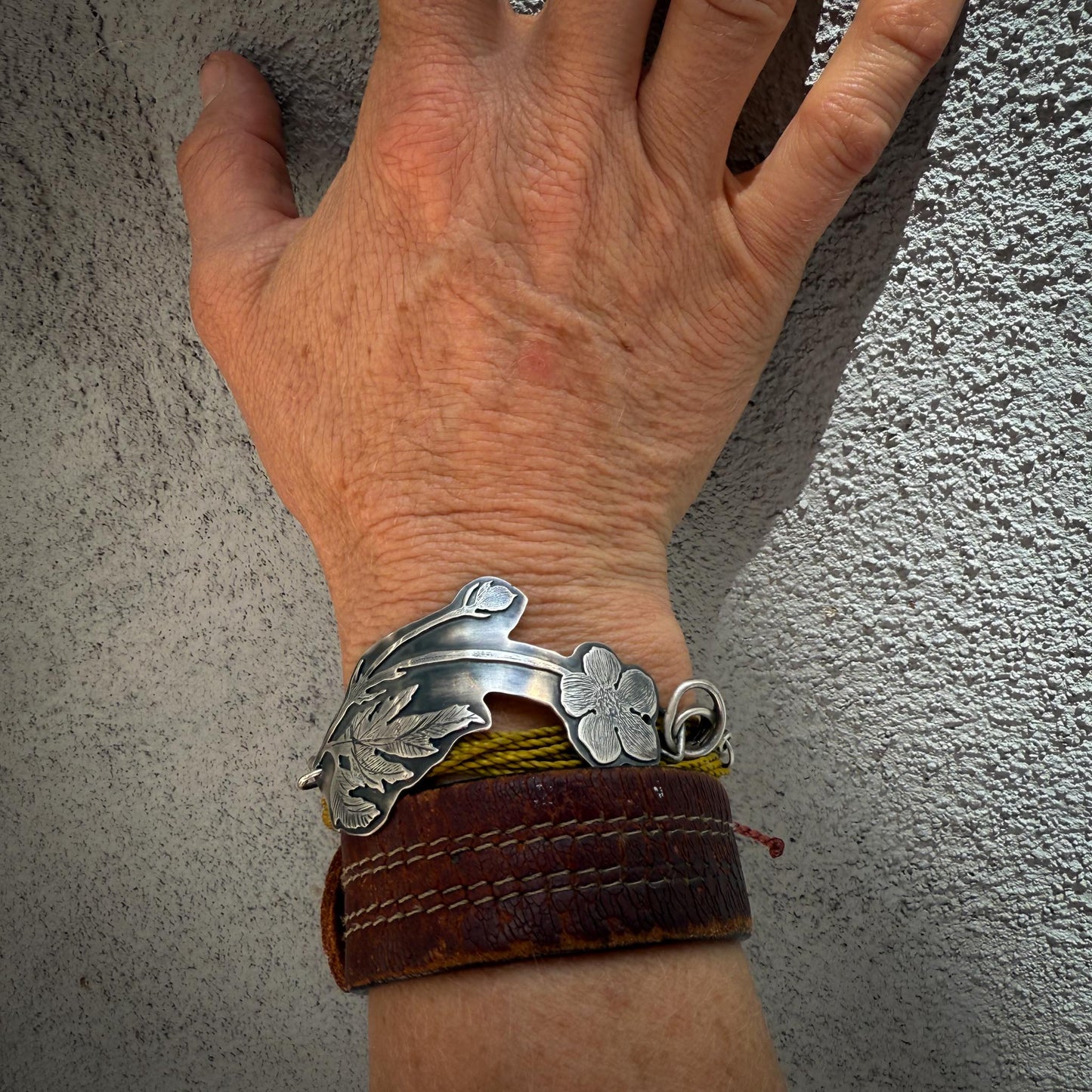Ranunculus Botanical Silver Bracelet | Flora Arma Chunky Handmade Sterling Silver Jewelry