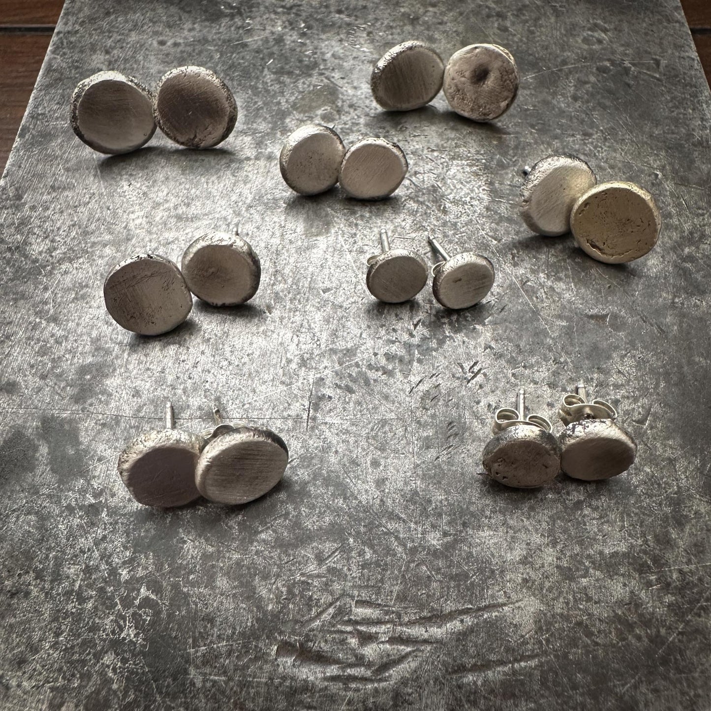Recycled Sterling Silver Minimalist Studs | River Pebble Stud Earrings | Everyday Jewelry