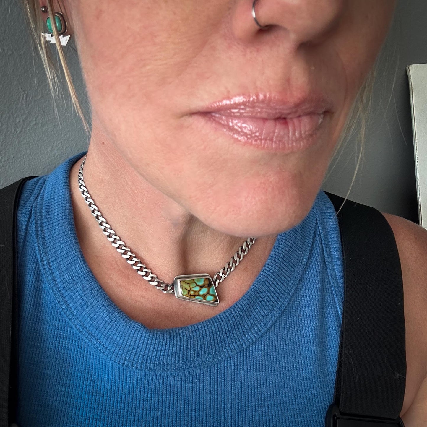 Force Necklace | Hubei Turquoise Choker | Sterling Silver Statement Necklace