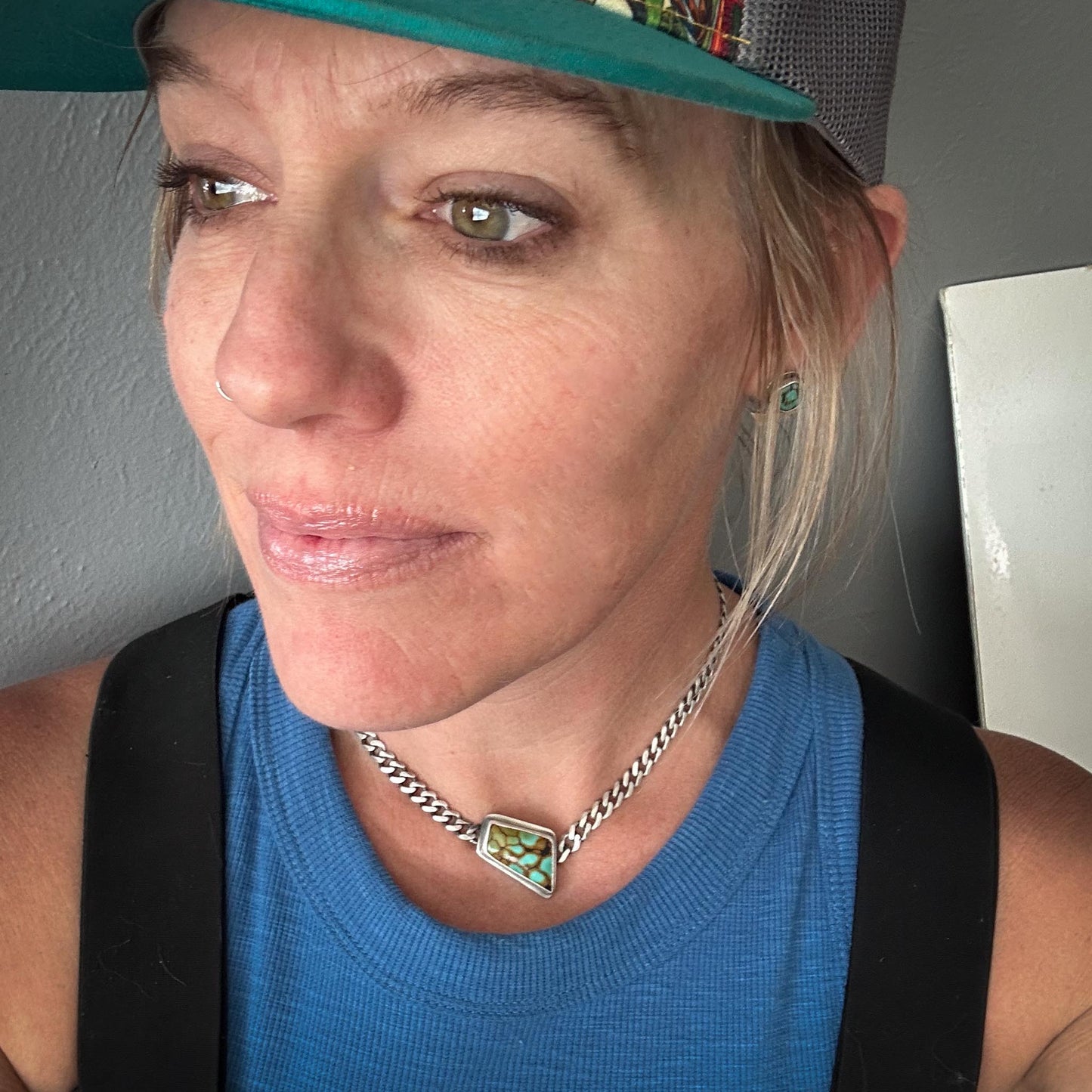 Force Necklace | Hubei Turquoise Choker | Sterling Silver Statement Necklace