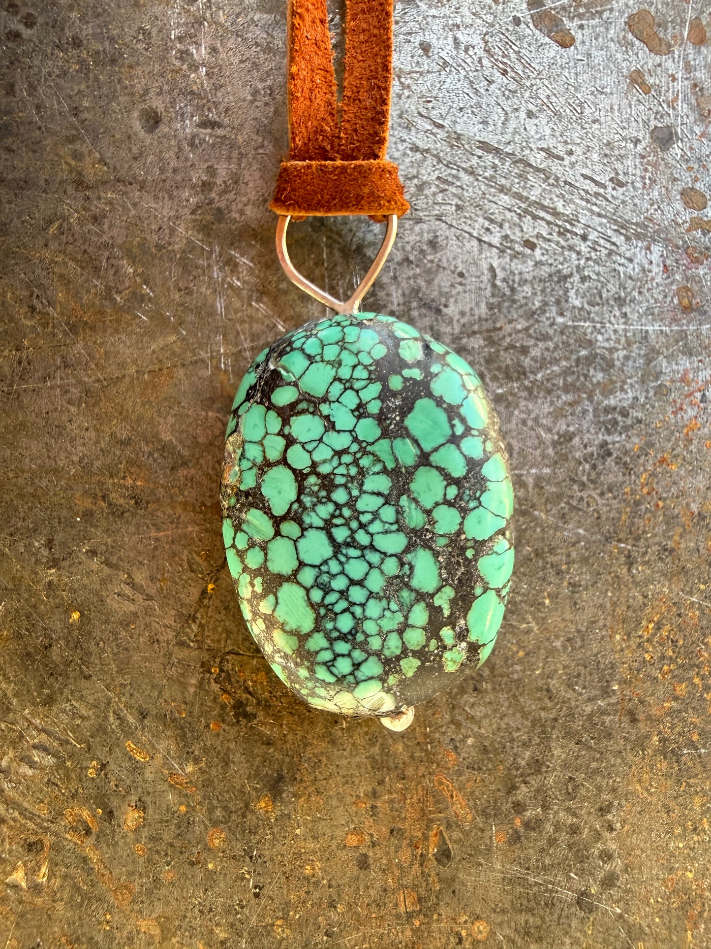 Turquoise + Lapis on Leather Necklace