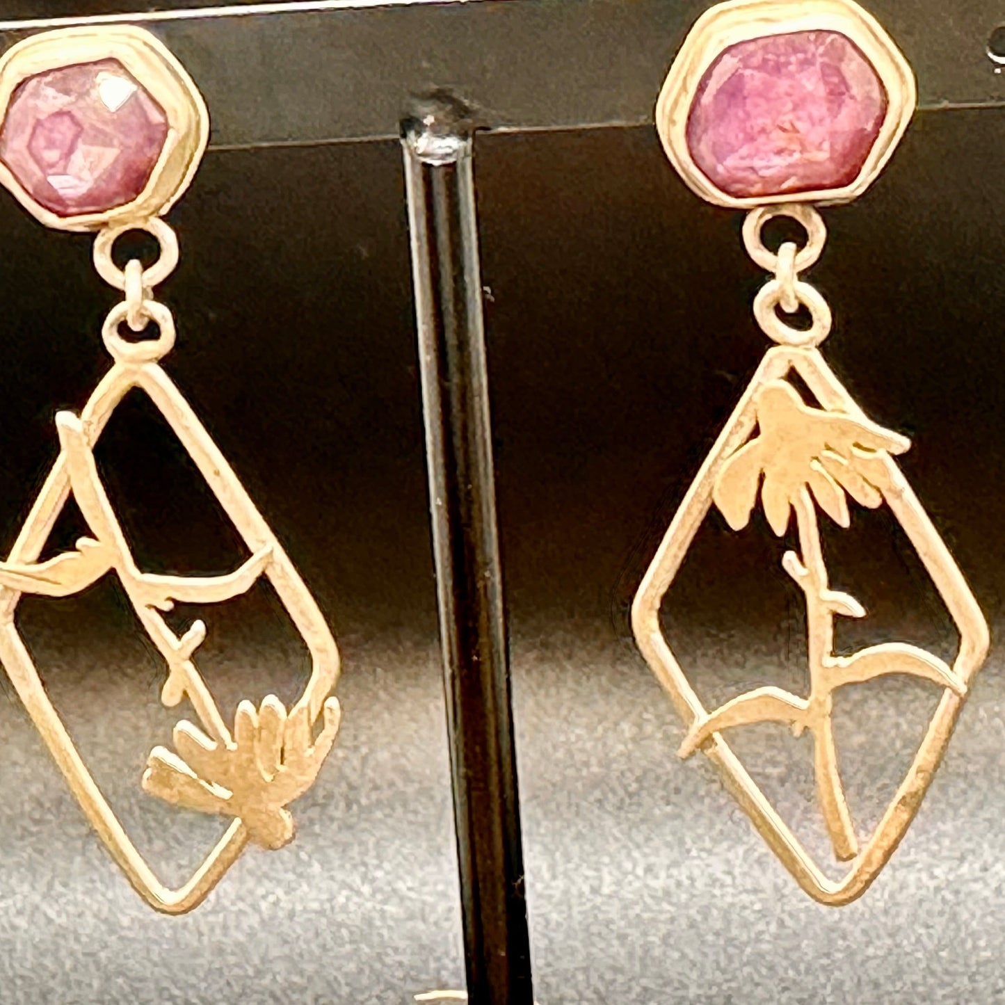 Pink Sapphire Botanical Earrings - Wildflower Dream Earrings