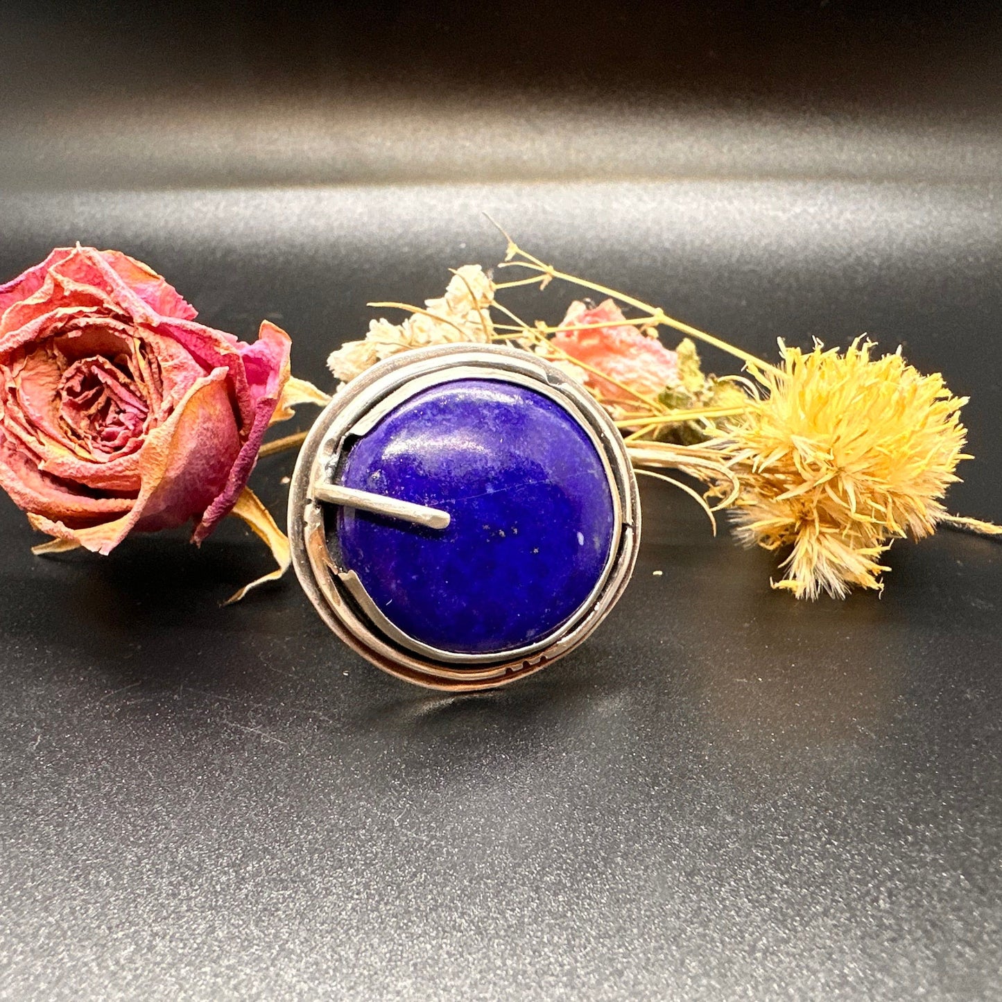 Deep Azure Majesty: Lapis Lazuli Wide-Band Statement Ring