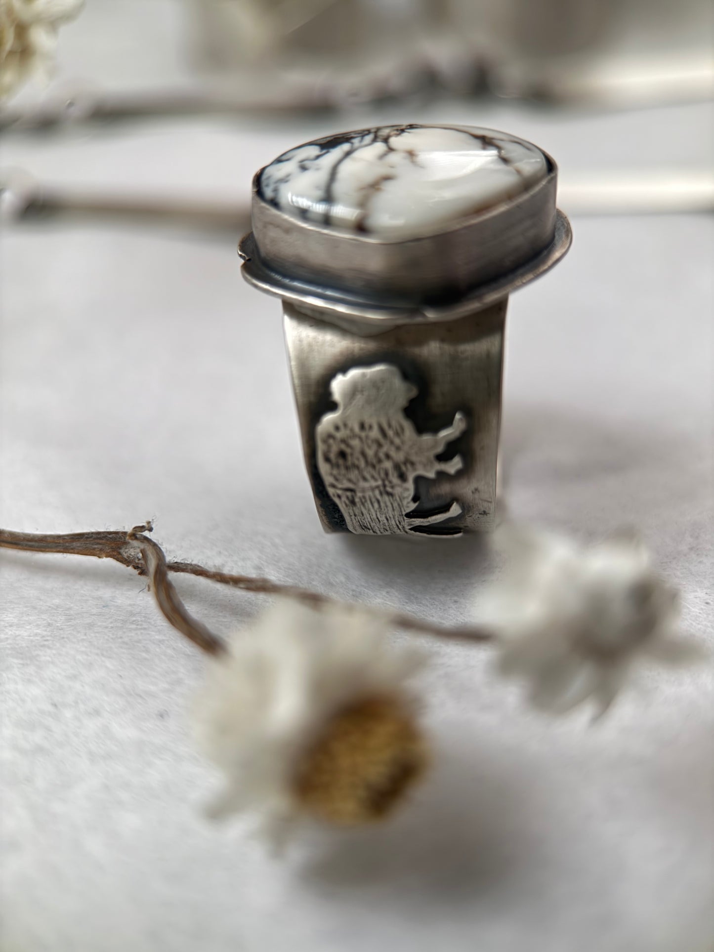 White Buffalo Turquoise Ring | Made to Finish | Stand Collection