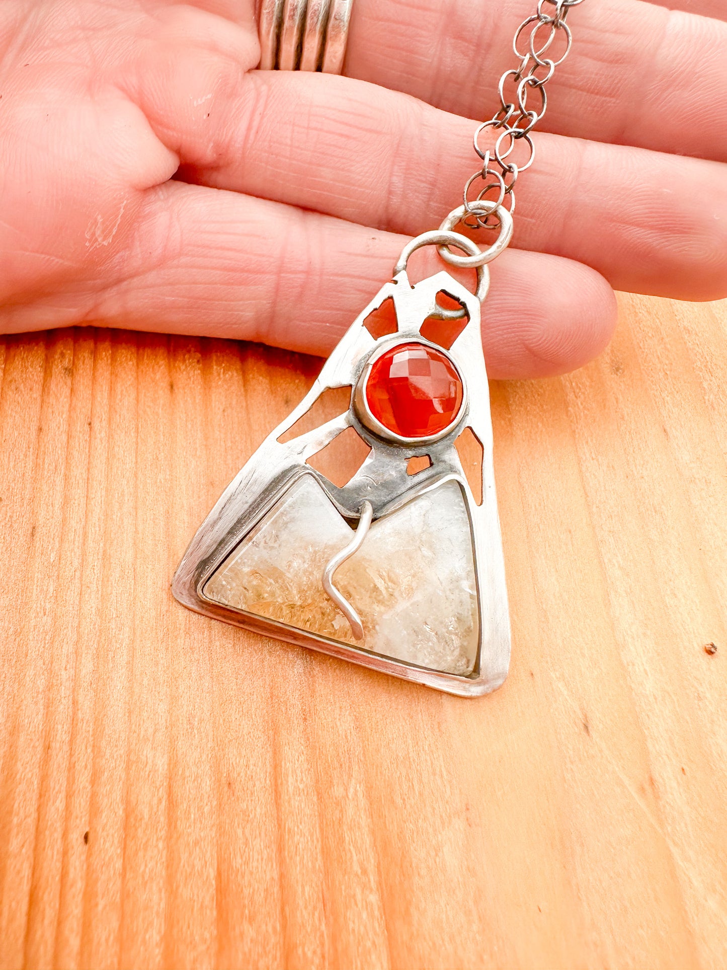 Citrine and Carnelian Mountain Pendant