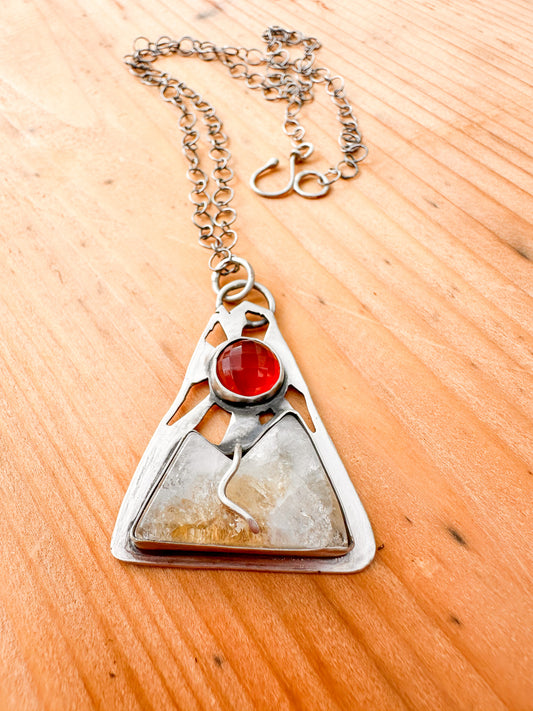 Citrine and Carnelian Mountain Pendant