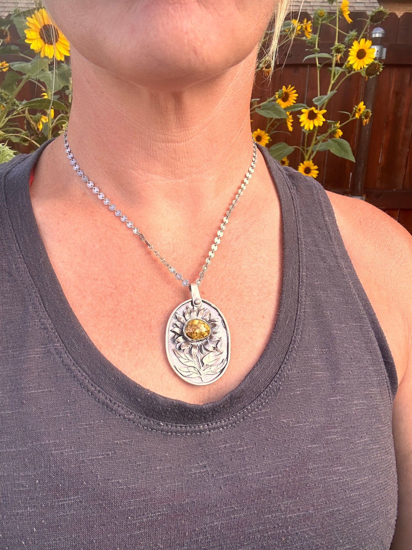 Golden Hill Sunflower Pendant