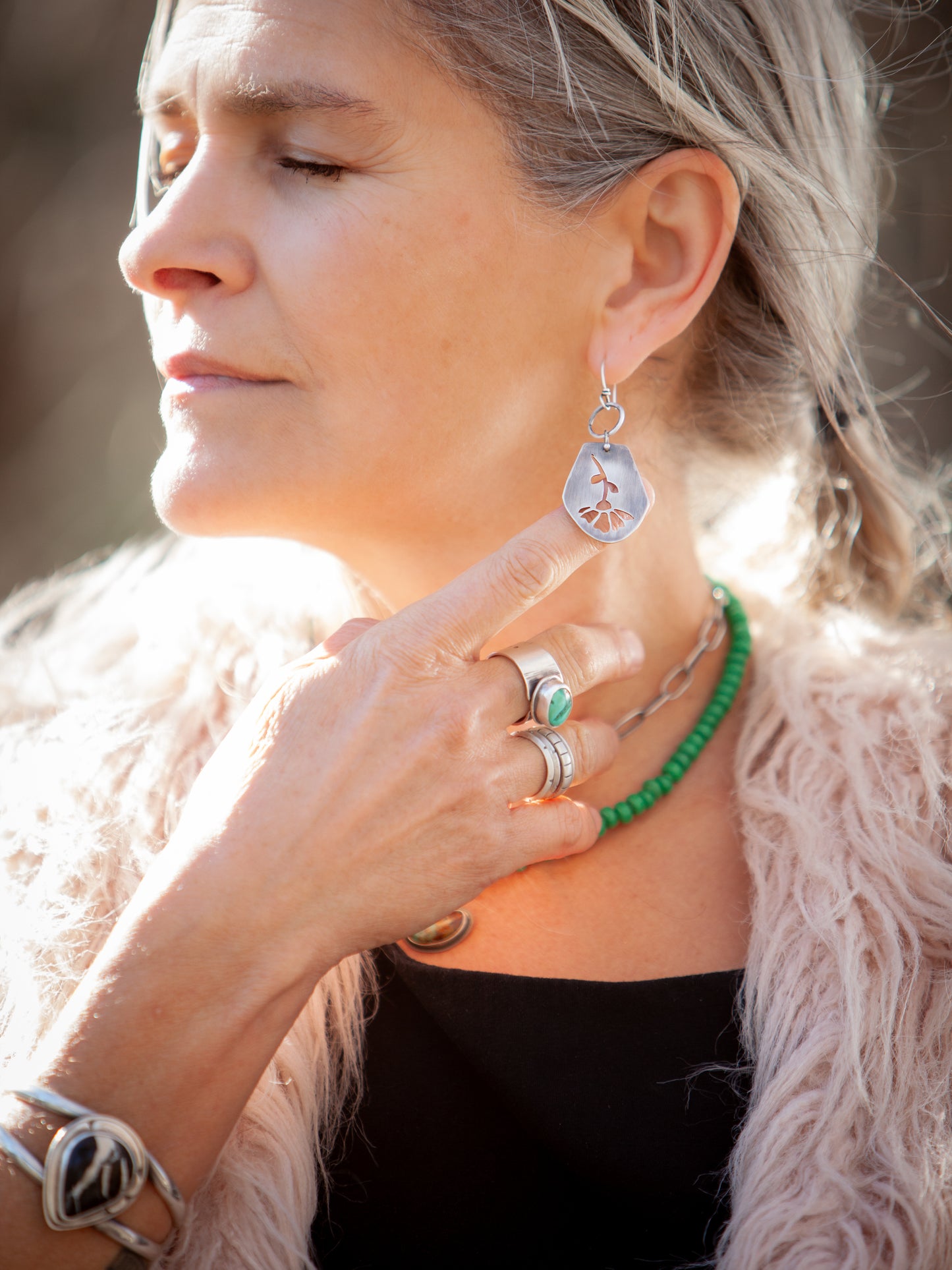 Echinacea Drop Earrings | Sterling Silver