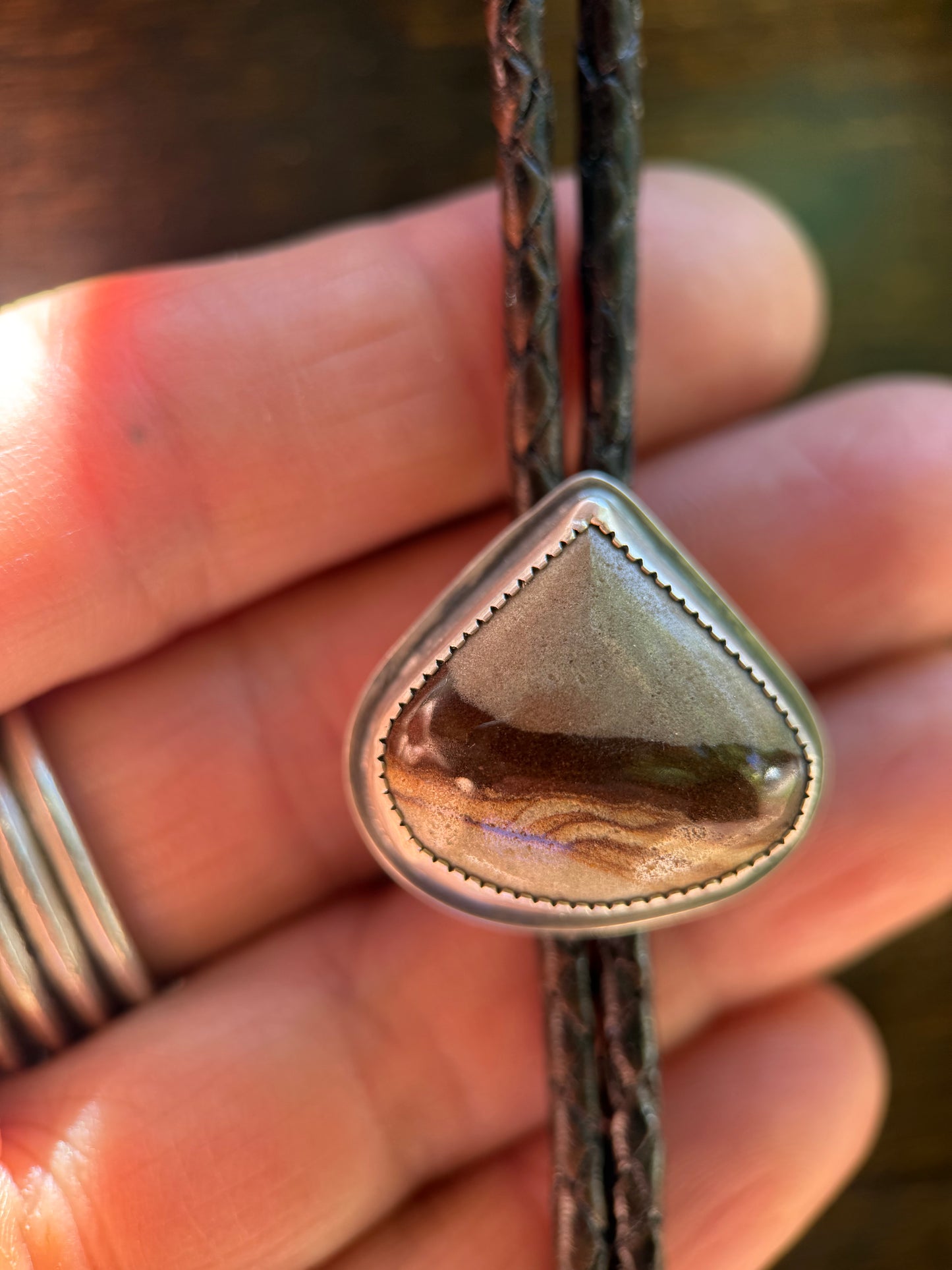 Picture Jasper Teardrop Bolo Tie