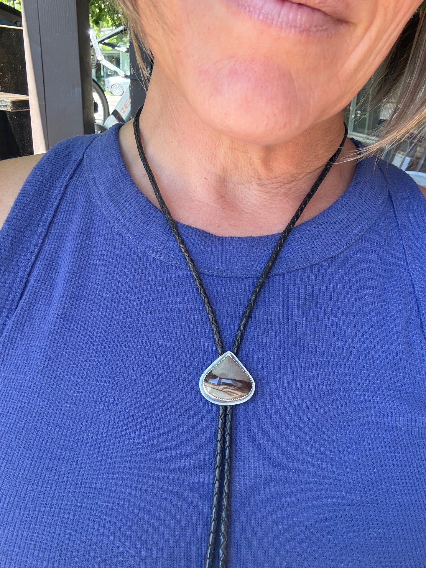 Picture Jasper Teardrop Bolo Tie