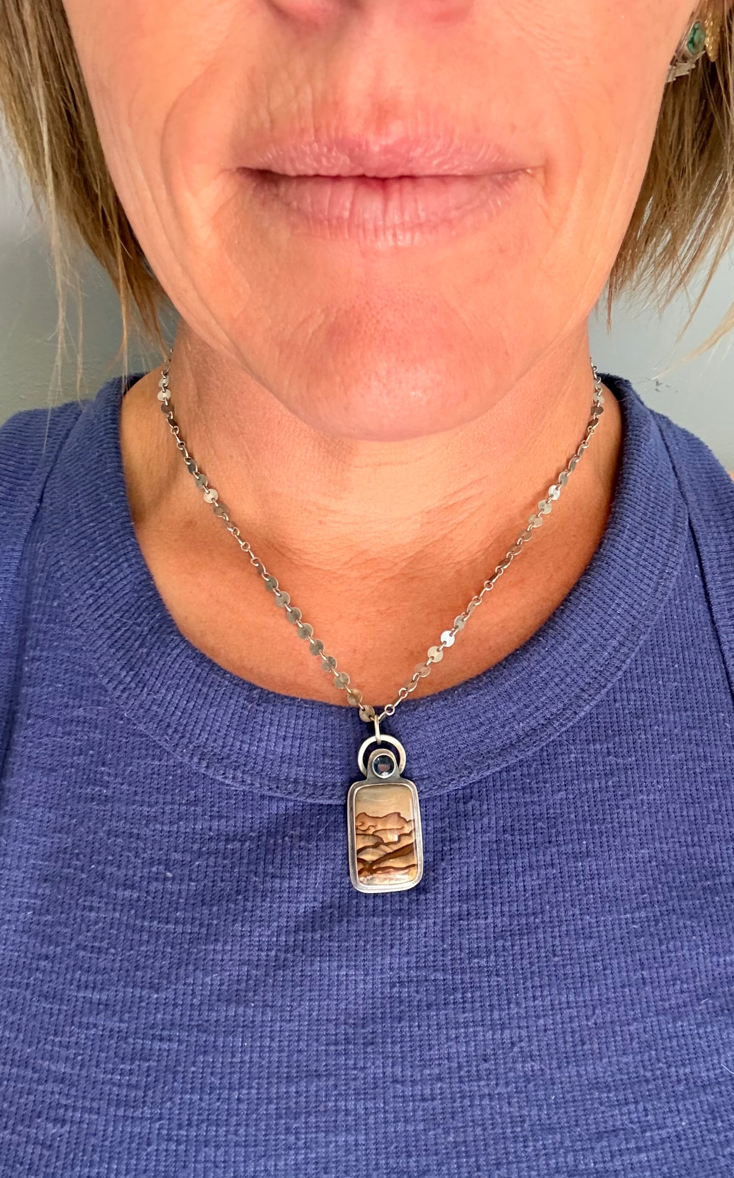 Deschutes Picture Jasper &amp; London Blue Topaz Necklace