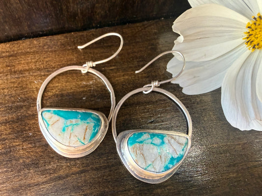 Fox Ribbon Turquoise Sterling Silver Earrings