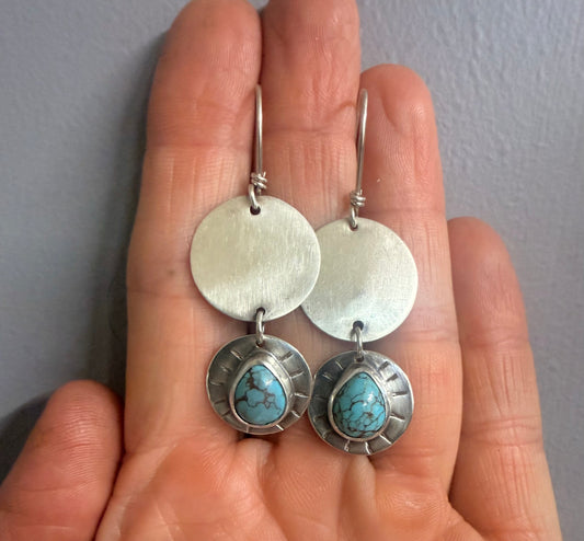 Blue Moon Turquoise Earrings | Handcrafted Sterling Silver | Mend Metalworks