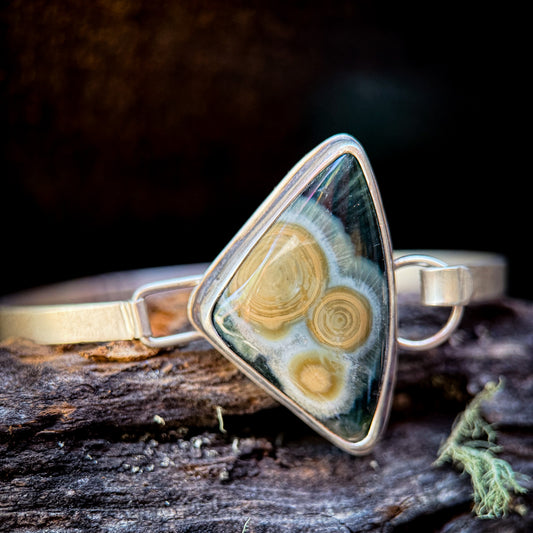 Ocean Jasper Sterling Silver Hinged Cuff Bracelet | Small