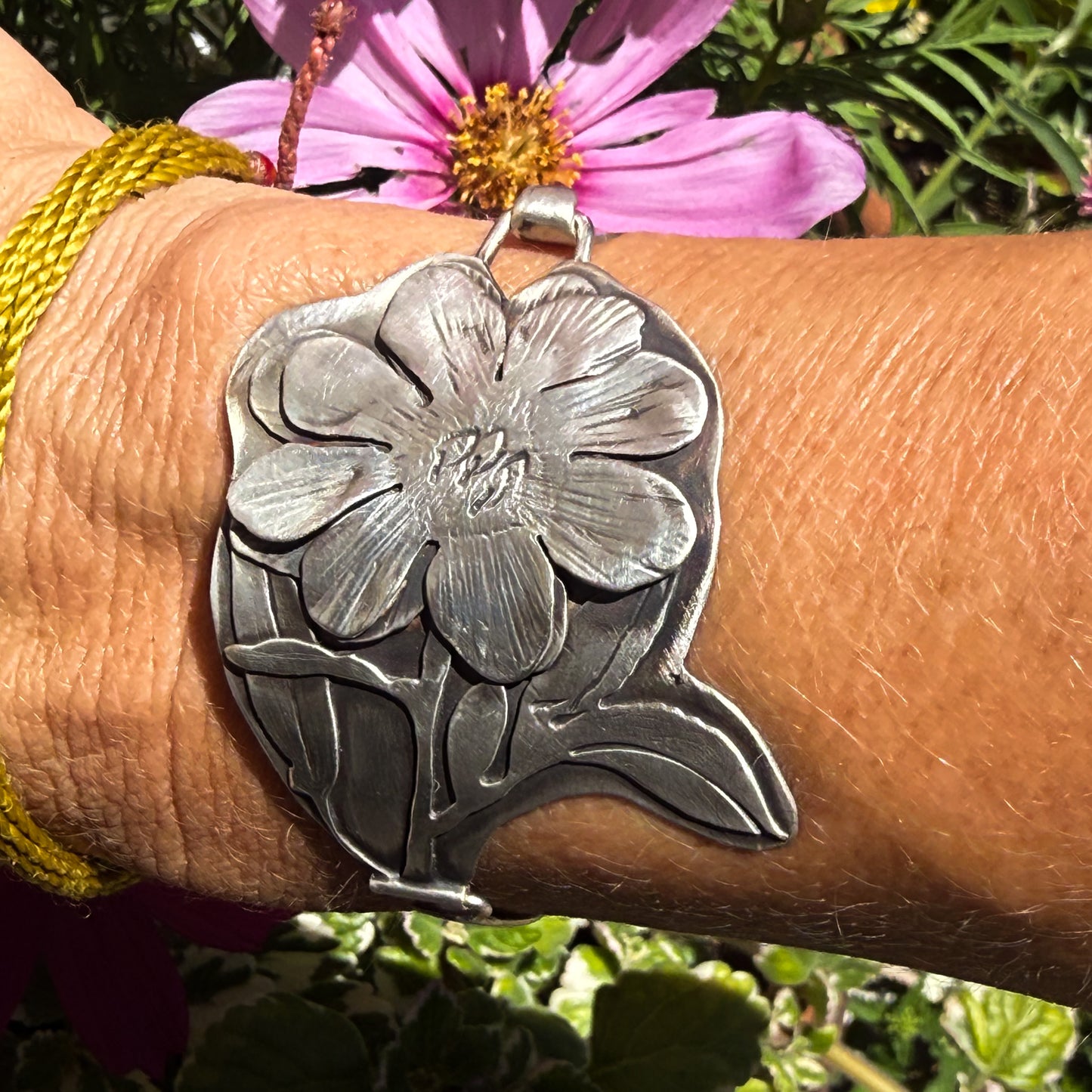 Peony Sterling Silver Cuff Bracelet