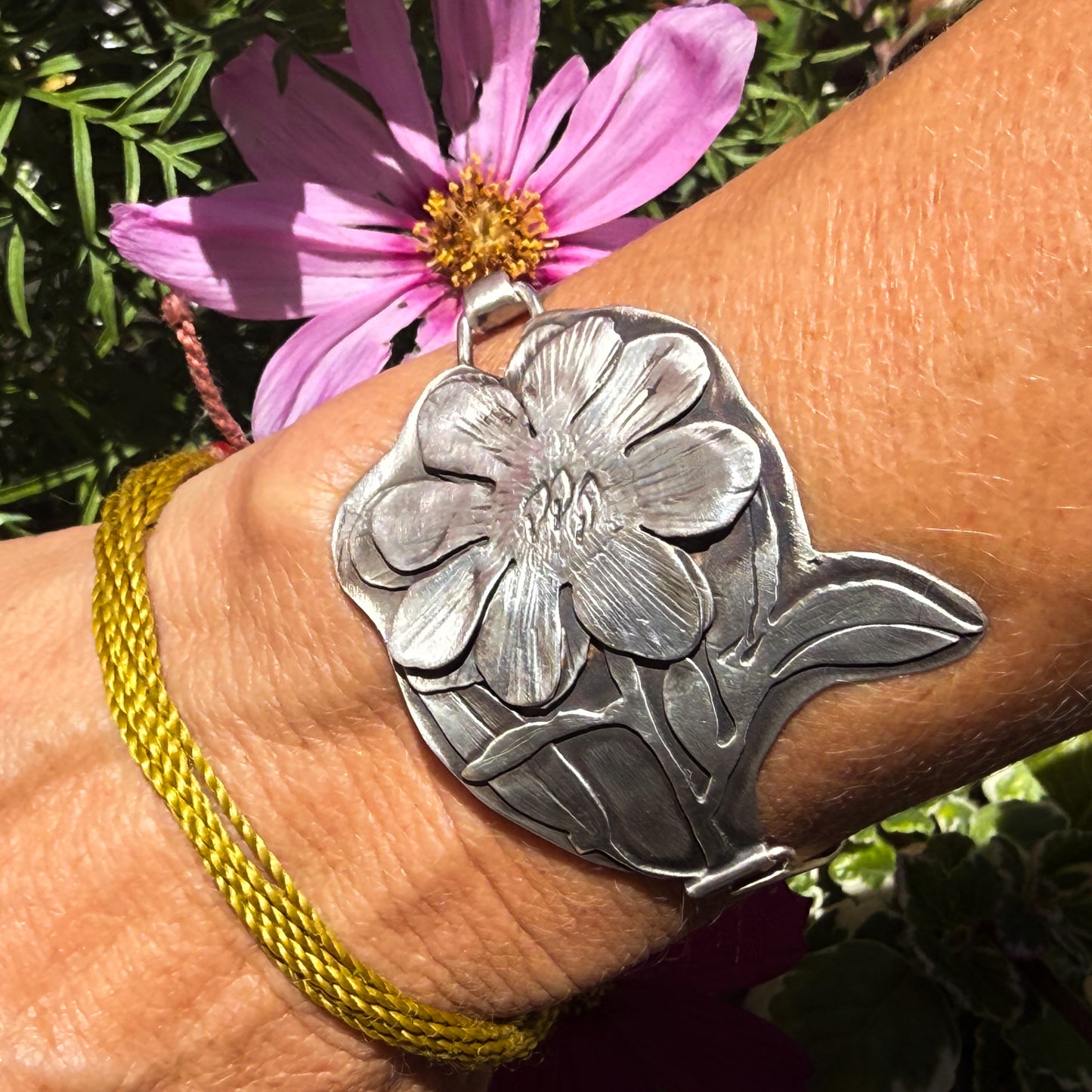 Peony Sterling Silver Cuff Bracelet